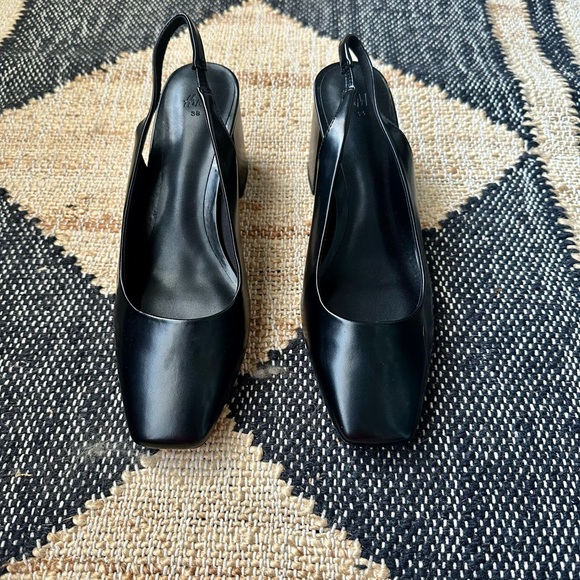 H&M Black Block Heeled slingbacks with square toe - Picture 3 of 11
